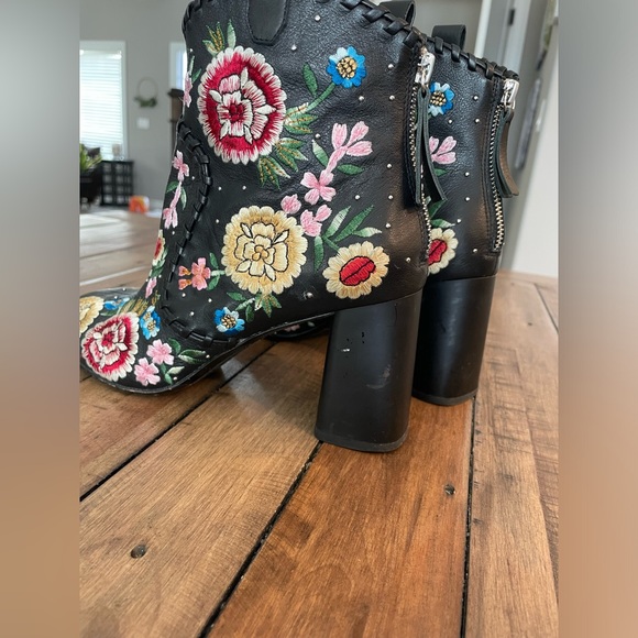 Alice + Olivia Myra Embroidered Leather Booties - Picture 10 of 14